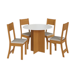 Conjunto Mesa Alice Redonda 4 Cadeiras Freijó Off White Conjunto Mesa Alice Redonda 4 Cadeiras Freijó Off White