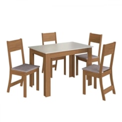 Conjunto Mesa Atlanta Com 4 Cadeiras Freijo Off White