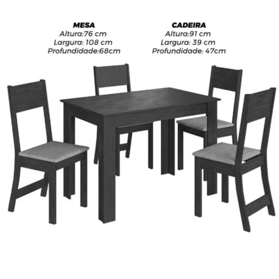 Conjunto Mesa Atlanta Com 4 Cadeiras Noce