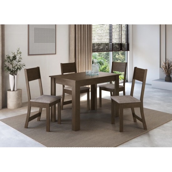 Conjunto Mesa Atlanta Com 4 Cadeiras Noce