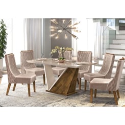 Conjunto Mesa Forme 180X90cm 6 Cadeiras Demolicao/Offwhite Conjunto Mesa Forme 180X90cm 6 Cadeiras Demolicao/Offwhite