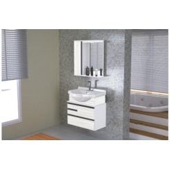 Conjunto Para Banheiro Firenze 63.5Cm Branco/Palissandro A Conjunto Para Banheiro Firenze 63.5Cm Branco/Palissandro A
