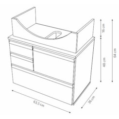 Conjunto Para Banheiro Firenze 63.5Cm Ro Branco Nogal Sevilha