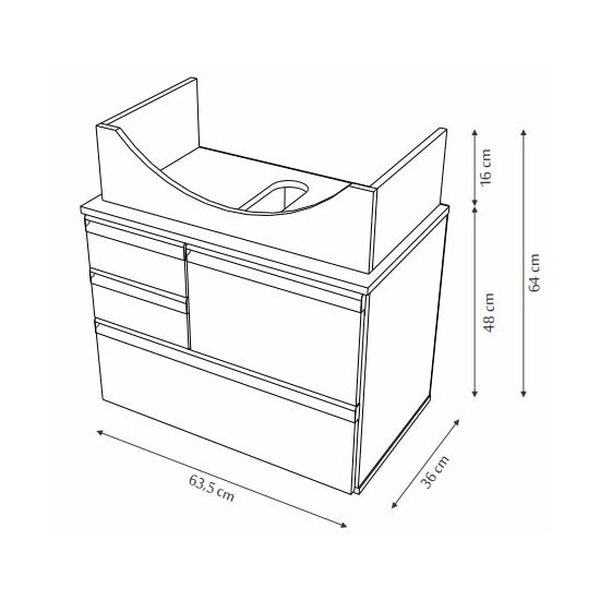 Conjunto Para Banheiro Firenze 63.5Cm Ro Branco Nogal Sevilha