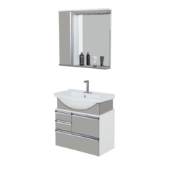 Conjunto Para Banheiro Firenze 63.5Cm Rorato Branco Cinza