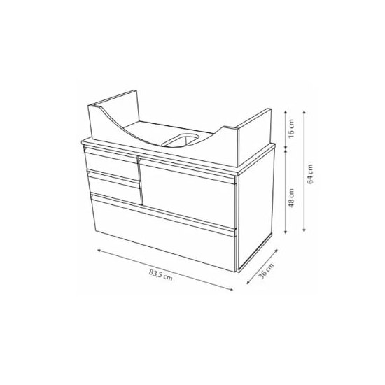 Conjunto Para Banheiro Firenze 83,5 Cm Branco Palissandro A