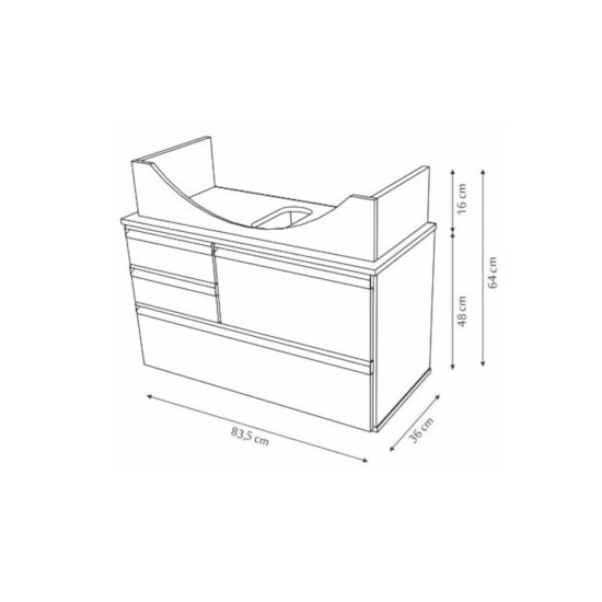 Conjunto Para Banheiro Firenze 83,5 Cm Gianduia