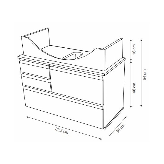 Conjunto Para Banheiro Firenze 83,5 Cm Rorato Branco