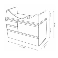Conjunto Para Banheiro Firenze 83,5 Cm Rorato Branco Palissandro A