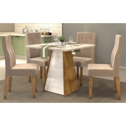 Conjunto Sala Fler Com 4 Cadeiras Ágata Demolicao/Offwhite Conjunto Sala Fler Com 4 Cadeiras Ágata Demolicao/Offwhite