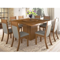 Conjunto Sala Platinum Com 8 Cad Roma Imbuia Linho/Ameixa Conjunto Sala Platinum Com 8 Cad Roma Imbuia Linho/Ameixa