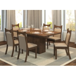Conjunto Sala Tróia Com 6 Cadeiras Pluma Fendy/Ameixa Conjunto Sala Tróia Com 6 Cadeiras Pluma Fendy/Ameixa