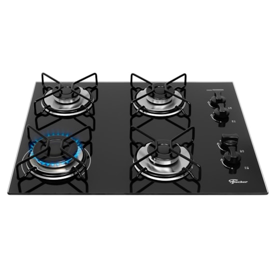 Cooktop 4 Bocas Fit Line Trempe Esmaltada Aramadomesa Fische Preto