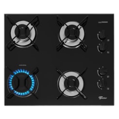 Cooktop 4 Bocas Fit Line Trempe Esmaltada Aramadomesa Fische Preto