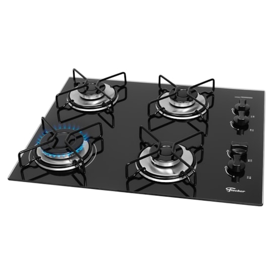 Cooktop 4 Bocas Fit Line Trempe Esmaltada Aramadomesa Fische Preto