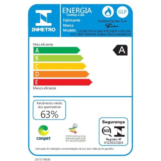 Cooktop 4 Bocas Fit Line Trempe Esmaltada Aramadomesa Fische Preto