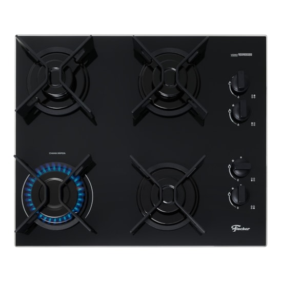 Cooktop 4 Bocas Fit Line Trempe Iron Fischer Preto