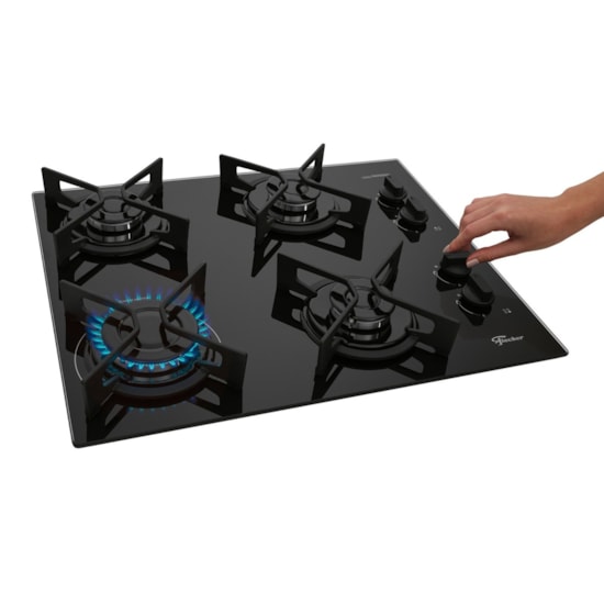 Cooktop 4 Bocas Fit Line Trempe Iron Fischer Preto