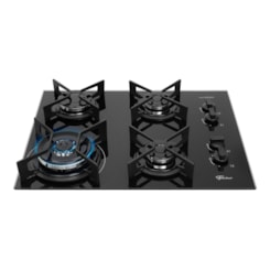 Cooktop 4 Bocas Tripla Chama Fit Line Trempe Iron Fisch Preto