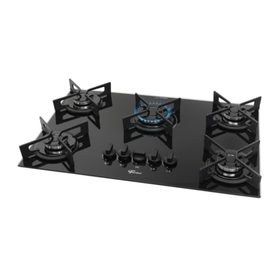 Cooktop 5 Bocas Fit Line Trempe Iron Fischer Preto