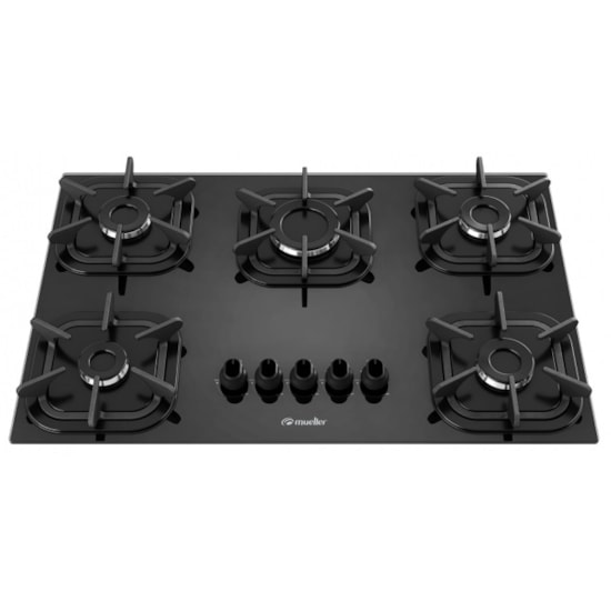 Cooktop 5 Bocas Mueller Com Ultra Chama Preto Cooktop 5 Bocas Mueller Com Ultra Chama Preto