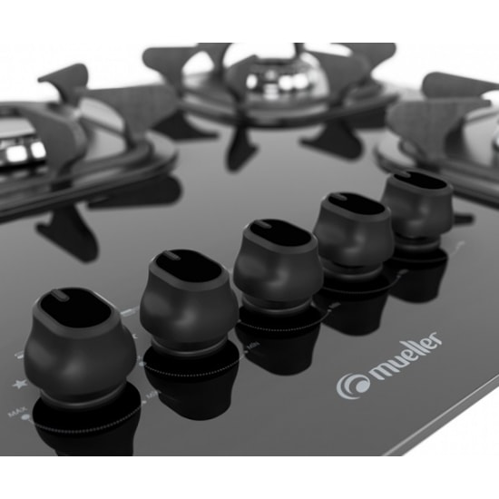Cooktop 5 Bocas Mueller Com Ultra Chama Preto Cooktop 5 Bocas Mueller Com Ultra Chama Preto