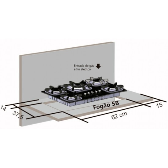 Cooktop 5 Bocas Mueller Com Ultra Chama Preto Cooktop 5 Bocas Mueller Com Ultra Chama Preto