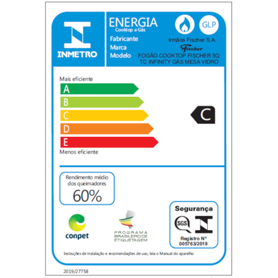 Cooktop 5 Bocas Tc Infinity Vidro Fische Preto Cooktop 5 Bocas Tc Infinity Vidro Fische Preto