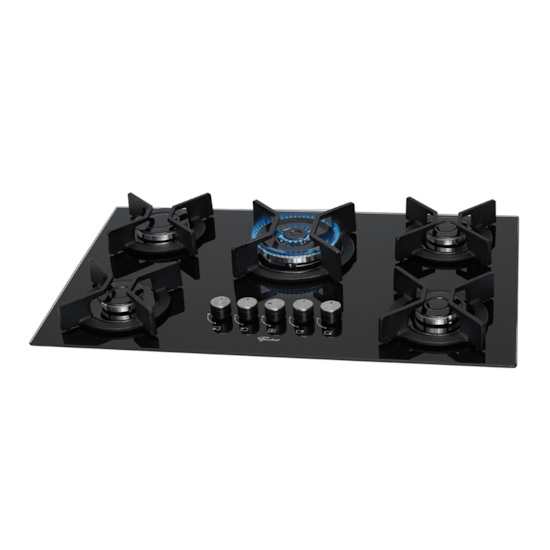 Cooktop 5 Bocas Tripla Chama Infinity Vidro Fischer Preto