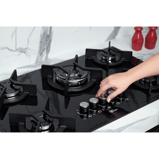 Cooktop 5 Bocas Tripla Chama Infinity Vidro Fischer Preto