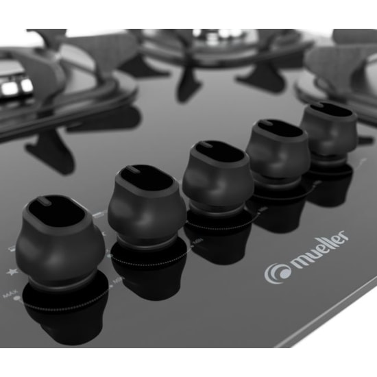 Cooktop 5 Bocas Tripla Chama Mueller Preto Cooktop 5 Bocas Tripla Chama Mueller Preto