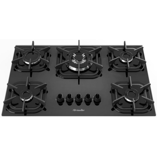 Cooktop 5 Bocas Tripla Chama Mueller Preto Cooktop 5 Bocas Tripla Chama Mueller Preto