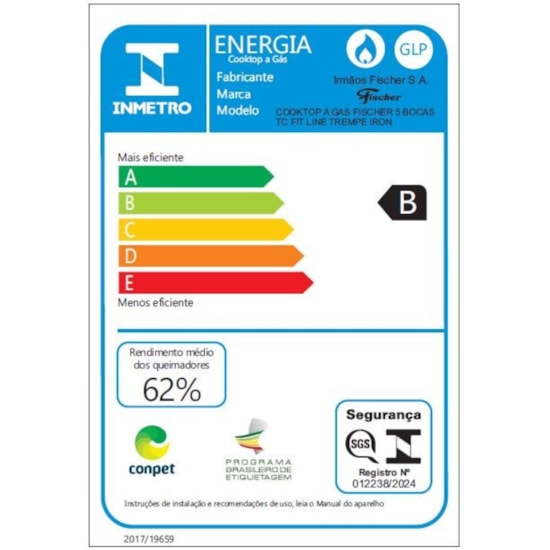 Cooktop 5B Tc Fit Line Trempe Iron Fisch Preto