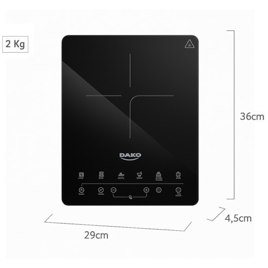 Cooktop De Indução 1 Boca Portátil Dako  Preto