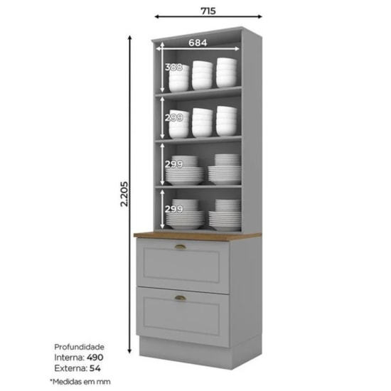 Cozinha Americana 6 Peças Cinza