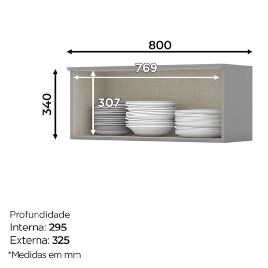Cozinha Americana 6 Peças Cinza
