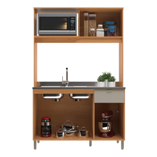 Cozinha Compacta 4 Portas 1 Gaveta Lya Angelin/Nude
