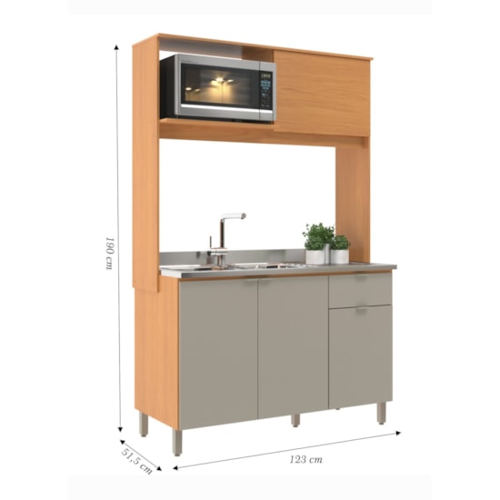 Cozinha Compacta 4 Portas 1 Gaveta Lya Angelin/Nude