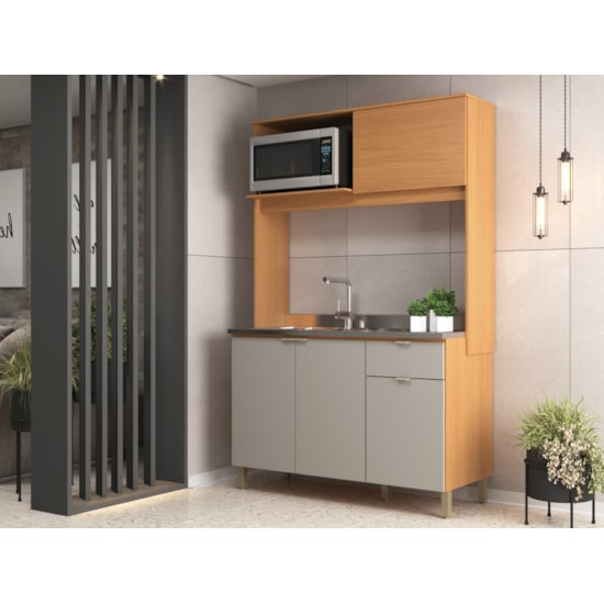 Cozinha Compacta 4 Portas 1 Gaveta Lya Angelin/Nude