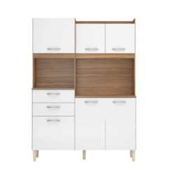 Cozinha Compacta Kit Harmonia 6 Portas 2 Gavetas Demóbile Amendoa Branco