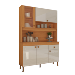 Cozinha Compacta Kit Livia Indekes Freijó Off White Cozinha Compacta Kit Livia Indekes Freijó Off White