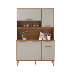 Cozinha Compacta Kit Sintra 1,20 Metros  Freijó Off White