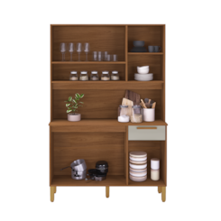 Cozinha Compacta Kit Sintra 1,20 Metros Indekes Freijó Off White