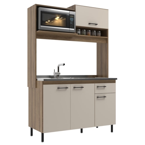 Cozinha Compacta P/Pia Yasmim Móveis Sul Amendoa Off White Cozinha Compacta P/Pia Yasmim Móveis Sul Amendoa Off White