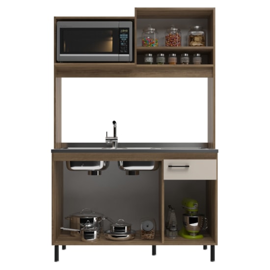 Cozinha Compacta P/Pia Yasmim Móveis Sul Amendoa Off White Cozinha Compacta P/Pia Yasmim Móveis Sul Amendoa Off White