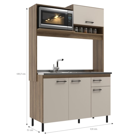 Cozinha Compacta P/Pia Yasmim Móveis Sul Amendoa Off White Cozinha Compacta P/Pia Yasmim Móveis Sul Amendoa Off White