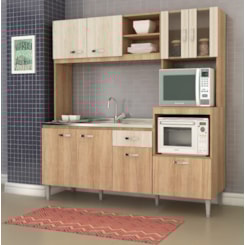 Cozinha Compacta Tati Fellicci Carvalho/Blanche Cozinha Compacta Tati Fellicci Carvalho/Blanche