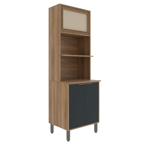 Cozinha Thalita 4 Peças Aereo Com Tela Nogal Preto Cozinha Thalita 4 Peças Aereo Com Tela Nogal Preto