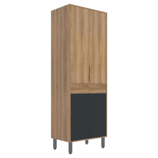 Cozinha Thalita 4 Peças Aereo Com Tela Nogal Preto Cozinha Thalita 4 Peças Aereo Com Tela Nogal Preto