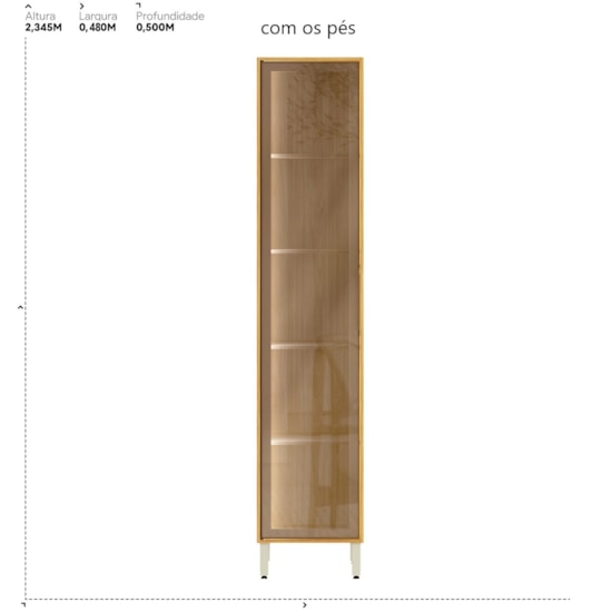 Cristaleira 1 Porta 48Cm Plena Demobile Cinamomo Nude Prime